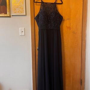 Navy Blue Beaded Evening Gown - Kennedy Blue